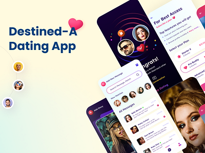 Destined-A Dating App UI Design project 3d animation branding design figma graphic design logo motion graphics ui vector