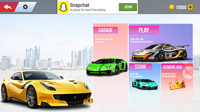 Car Racing Game UI 3d game ui design design game ui graphic design ui uiux