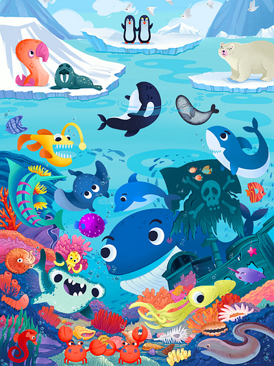 Sea animals. Puzzle. ABC abc adobe adobe photoshop alphabet brand branding digital digital art game graphic design illustration kids game kids illustration procreate product design puzzle sea sea animal shark