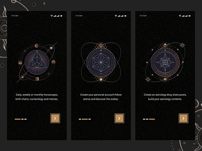 Onboarding Screens app astrology dailyui design frame latest mobile new onboarding screen stars