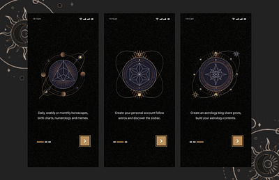 Onboarding Screens app astrology dailyui design frame latest mobile new onboarding screen stars