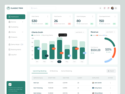 Barbershop Dashboard application barber barber management barbershop booking platform clean minimal dashboard ui ux web design