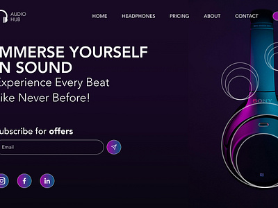 Audio Hub Landing Page - Daily U.I Challenge 3 - #DailyUI adobe xd app ui app ui design content design daily ui figma graphic design landing page layout photoshop typography ui ui design ux ux design web ui web ui design