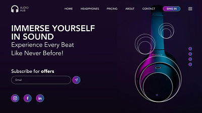 Audio Hub Landing Page - Daily U.I Challenge 3 - #DailyUI adobe xd app ui app ui design content design daily ui figma graphic design landing page layout photoshop typography ui ui design ux ux design web ui web ui design