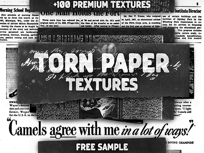 +100 Torn Paper Textures assets design download graphic design grunge newspaper overlay pack paper poster print realistic retro scrap scrapbook textures torn vintage