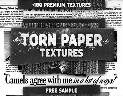 +100 Torn Paper Textures assets design download graphic design grunge newspaper overlay pack paper poster print realistic retro scrap scrapbook textures torn vintage