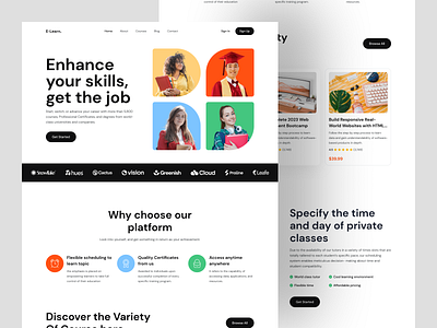 Online Learning Platform branding collage course design education elearning illustration landing online ui