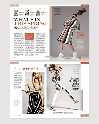 Spread design for a fashion magazine graphic design magazine publication