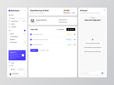 Webb App To-Do List AI Assist ai ai assist ai help ai task management artificial intellegence bot cansaas chat dashboard design interface product design productivity saas task management task manager to do to do list ui ux