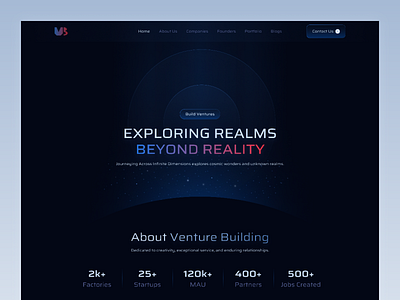 Venture building website company dark design designer finance hero area invest investment landingpage ui design uiux venture venture building web design website