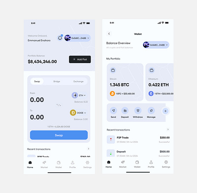 Crypto App - Light Mode branding graphic design ui