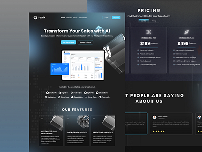 Landing page for AI sales company ai desainweb design homepage landingpage ui uicommunity uidesainer uiindonesia uiux uiuxindonesia uxdesigner uxindonesia webdesign