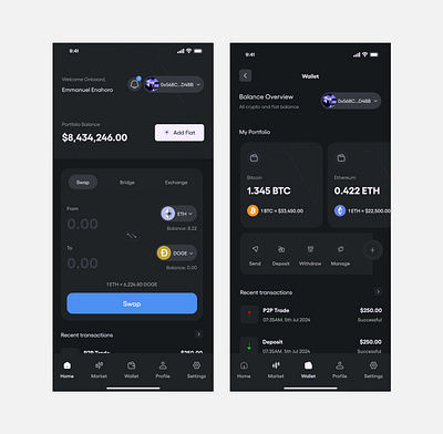 Crypto App - Dark Mode branding graphic design ui