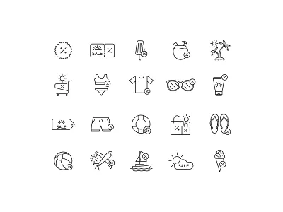 Summer Shopping Icons icon icon design icon set shopping icon summer summer icon summer shopping vector icon