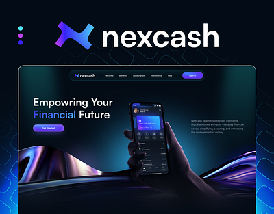 Nexcash - Brand and Ui design Project banking branding dark mode financial fintech futuristic landing page logo management modern money monogram simple logo sub1studio technology ui ui design uidesign visual identity website