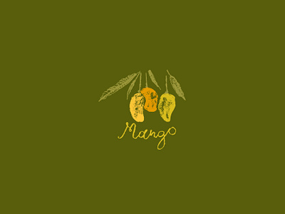 Mango (hand-drawn sign) branding drawing green hand drawn icon illustration logo mango mangoes mangos organic sign symbol tropical fruit vector