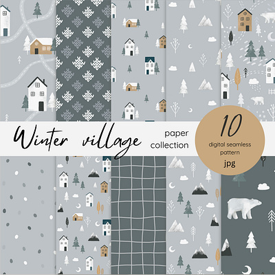 Winter Nordic Paper digital draw illustration merry christmas nordic winter paper pattern scandinavian seamless seamless pattern wall art winter paper