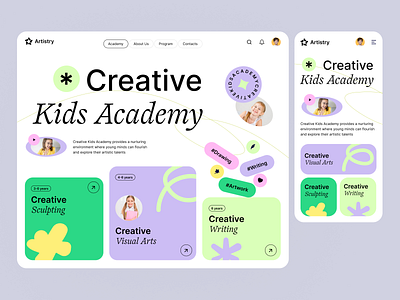 Kids Academy Concept UI academy child education children courses edtech education education platform home school kids elearning landing page learning platform lessons online class online course online learning school study teaching ui ux web design