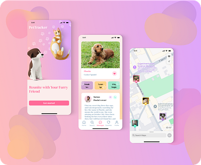 PetTracker app design illustration lostpet mobile pet petowners pettracket search ui ux