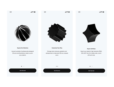 Onboarding for 3D icons & illustrations app branding graphic design ui