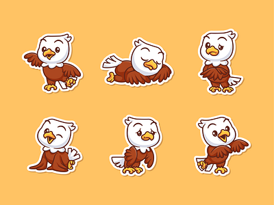 Eagle Bird Mascot Character🦅 animal bird branding cartoon character cute doodle eagle expression fauna flat flying fur icon illustration logo mascot pose wild wings