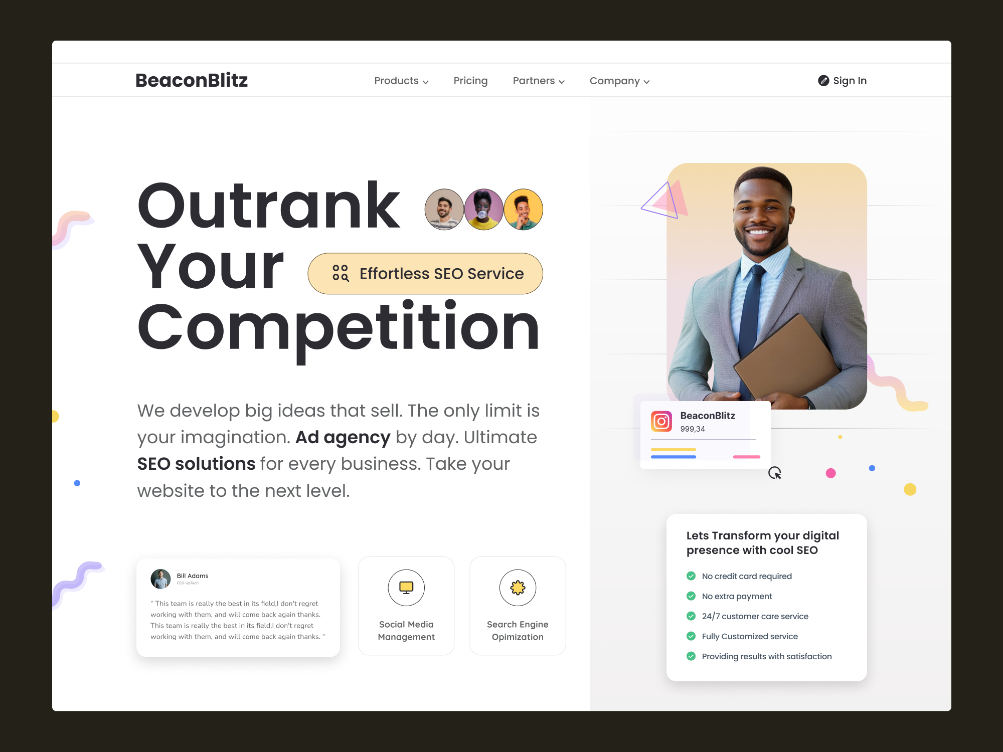 BeaconBlitz || Ads & Seo Agency Hero Exploration ads affliate agency blog boost design header hero homepage marketing navigation promote promotion rank remote seo social uxui web design website