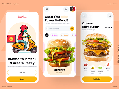 Food Delivery App adom app app design app ui delivery app food app food delivery food delivery app food store app ui ux