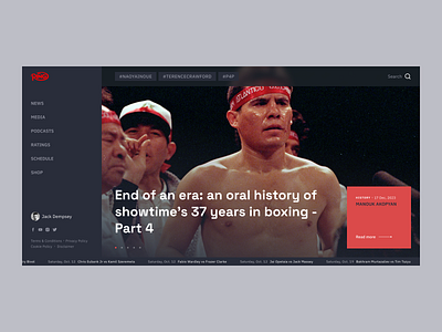 The Ring Magazine - Redesign concept (Hero) animation boxing hero interface news sport ui ux web