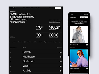 Website Design & Adaptation Founders Club ✦ FCNY design product service startup ui ux web web design website