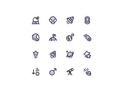 NeatIcons - Space, Astronomy Icons - Duotone alien astrom branding cst100 earth icon icon pack iconography icons mars neaticons saturn shooting star space spaceship star stars telescope