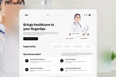 Helth - Healthcare Landing Page application consultation design doctor healthcare help landing page layout medical online screen ui ux website wellness