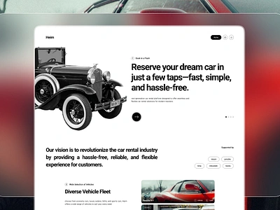 Heim - Car Rent Landing Page application apps automobile car design driving finding layout rent rental service transport transportation ui ux website