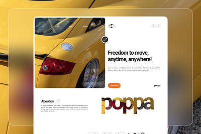 Poppa - Car Rent Landing Page application apps automobile car design driving finding layout rent rental service transport transportation ui ux website