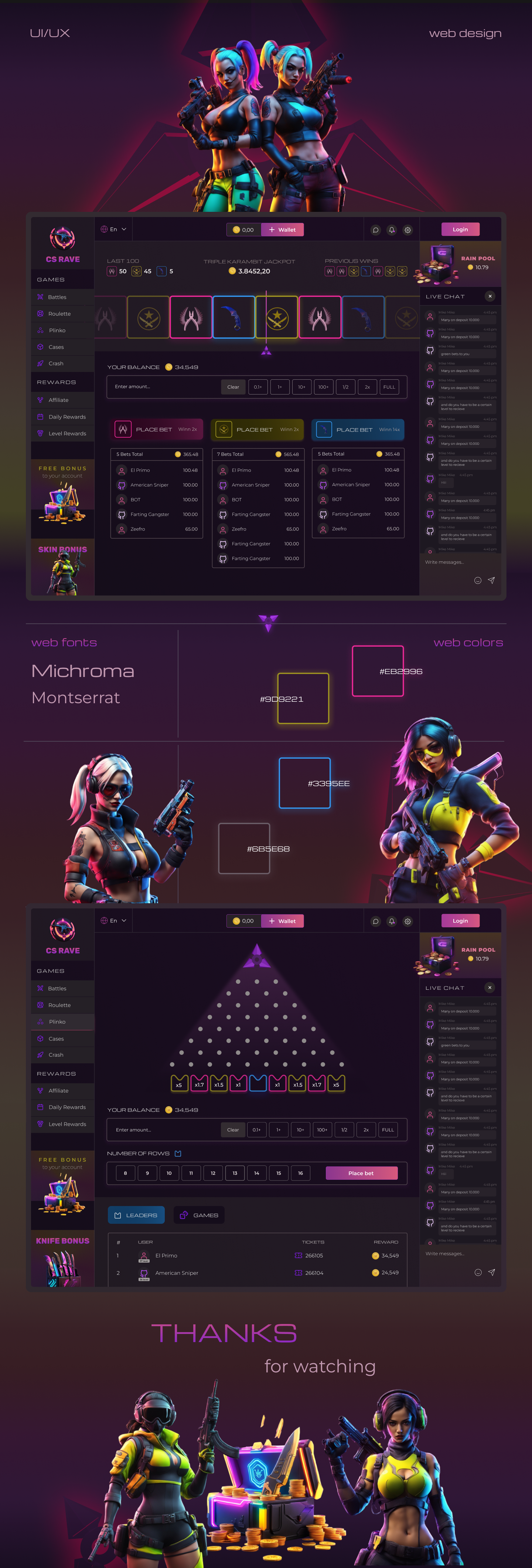 CS:GO casino games web design 3d 3d modeling ai artificial intelligence casino casino games counter strike crypto cs gambling cs:go gambling game game design graphic design illustration plinko roullete slots uiux website