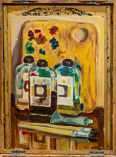 Oil and Brushes art oil painting stilllife