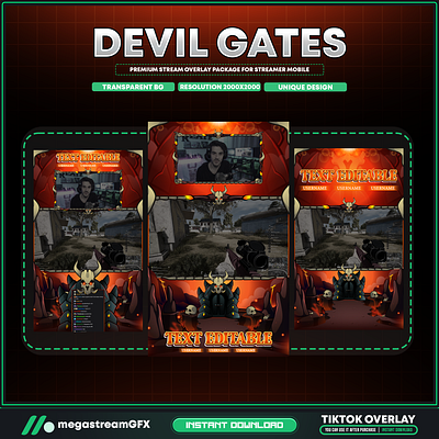 Devil Gates Stream Overlay for Tiktok, Live Streaming evil theme overlay