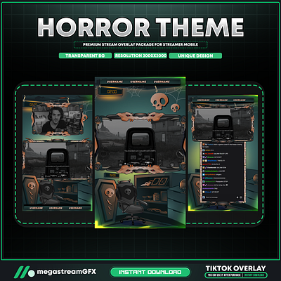 TikTok Stream Overlay Package with Halloween theme | Dark Gaming magicaloverlay