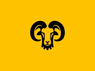 Ram Logo animal bighorn branding design emblem farm horns icon illustration logo mark mascot mutton negative space ram sheep simple sports vector wool