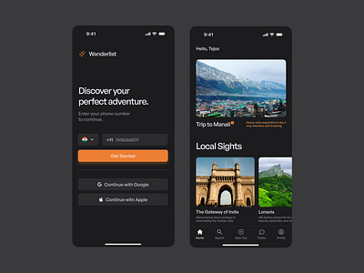 Wanderlist - Concept Travel App app branding design graphic design logo typography ui ux vector