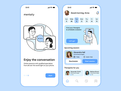 Mentally. Mobile app design. UX/UI app app design design figma graphic design illustration ios mental health mobile mobile app ui user experience user interface ux web design