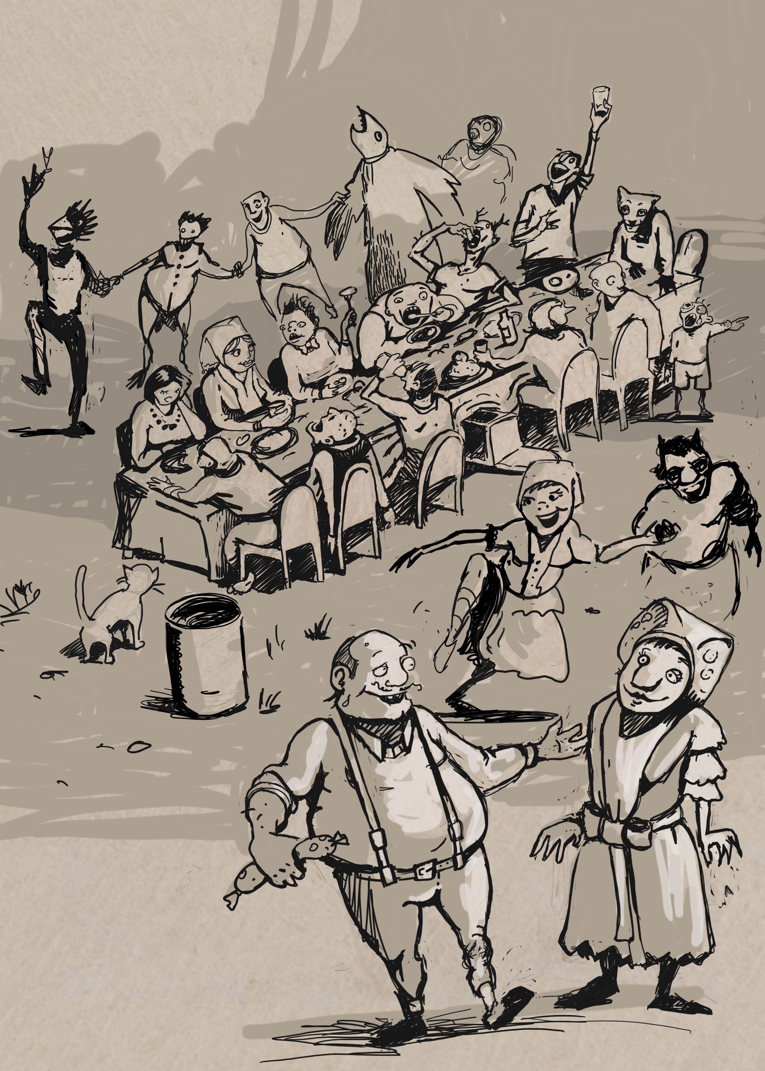 Outdoor feast - concept drawing concept art digital art digital drawing drawing feast krabat made by human