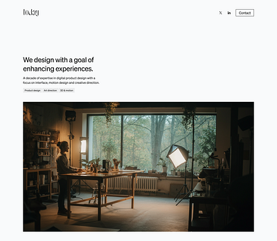 Studio Concept design studio landing page light theme photo typography ui design website