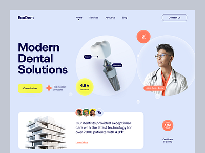 Website for a Healthcare Brand ✦ EcoDent design interface product service startup ui ux web website