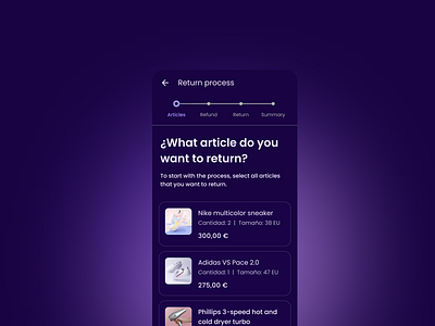 Quick Select for Easy Returns design product design ui ux