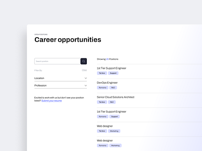 Career page design ui website