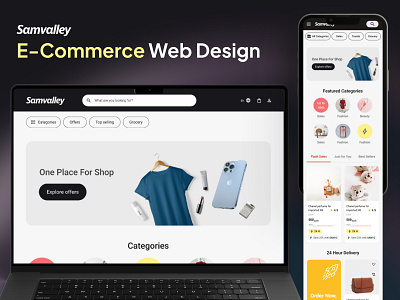 Responsive E-Commerce Web Design clean ui design e commerce website landing page ui ui design user interface design ux ux design web design