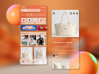 Shopee App - Glassmorphims Style app design figma figma design glass app glassmorphic glassmorphic ui glassmorphims glassmorphims app glassmorphims ui glassmorphims ui app mobile app mobile app design orange color pallete shopee shopee app shopee ui app shopee ui design ui ui inspiration ux