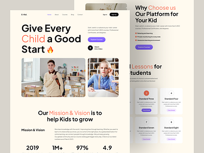 Kid Learning Platform branding collage course design education elearning illustration landing online ui