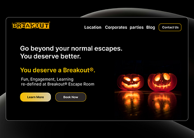 Escape room mastery website landing page design. halloween website design landing pages mobile app ui design ui designer ux design website design website desiner