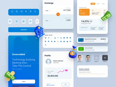 CB Design System banking blue design design system finance modern orange ui ui kit uikit uiux ux